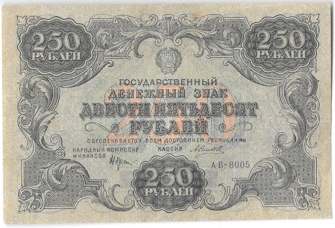 Банкнота 250 рублей 1922 Силаев
