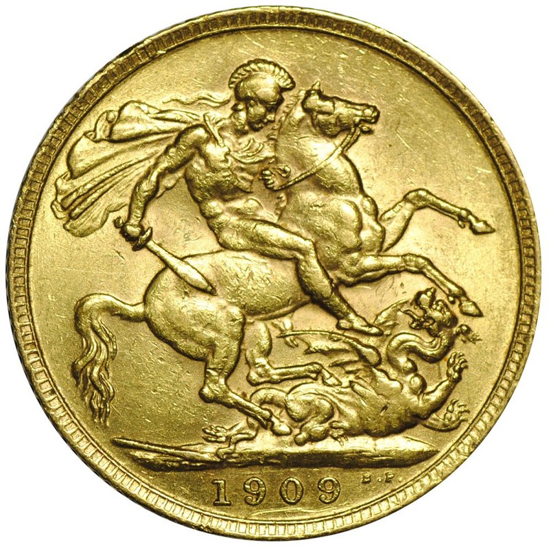 Монета 1 соверен 1909 Эдвард VII Англия