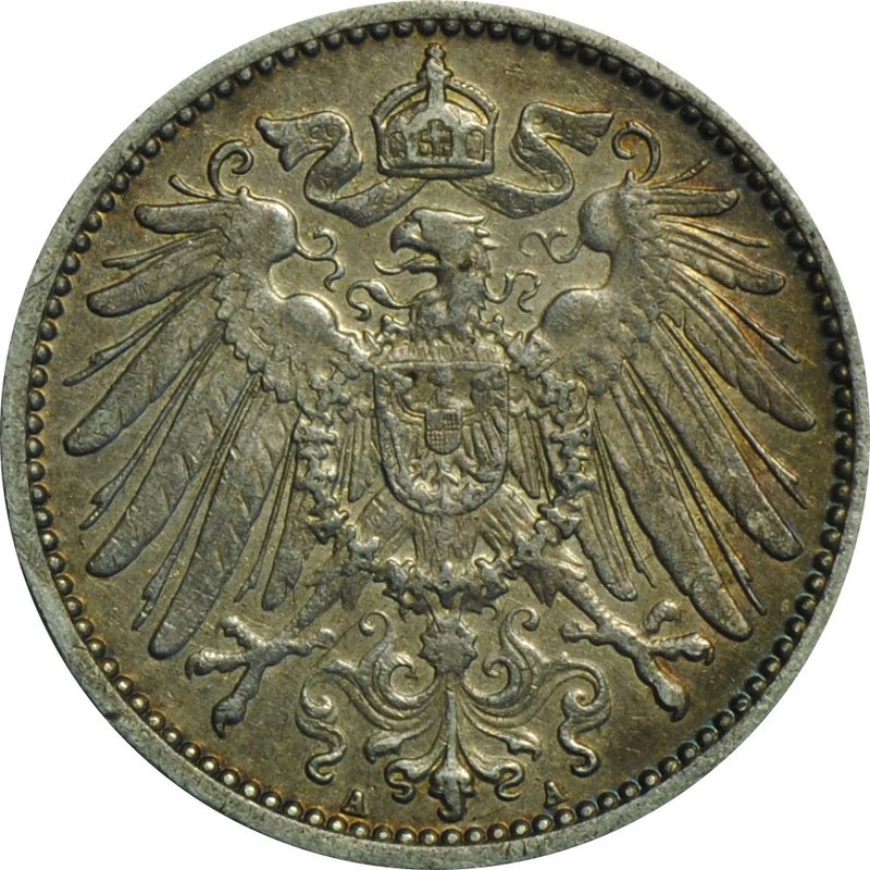 Монета 1 марка 1914 AA Германия