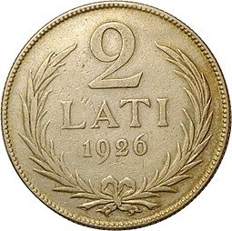 фото для Монета 2 лата 1926 Латвия Аверс