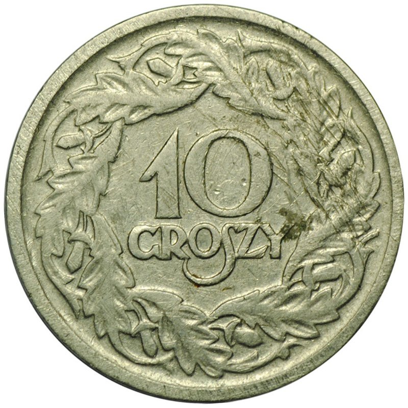 Монета 10 грошей 1923 Польша