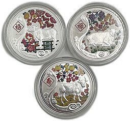 фото для Набор 20 квач 2009 Год Быка Китайский гороскоп Малави 3 монеты Аверс