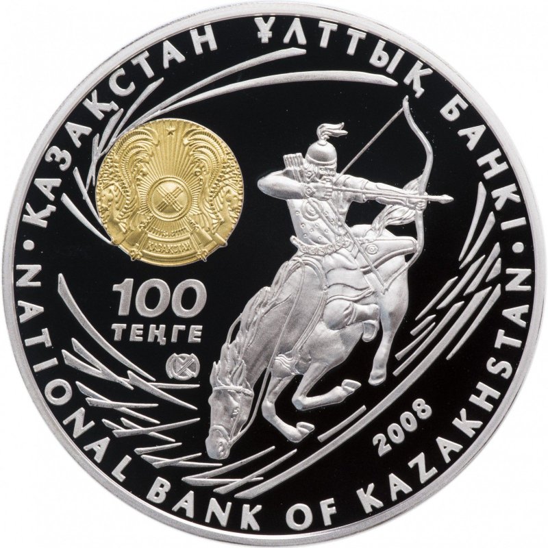 Монета 100 тенге 2008 Казахстан Великие полководцы - Чингиз Хан