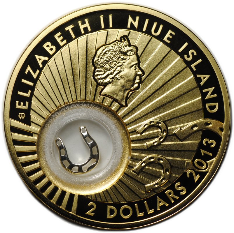 Монета 2 доллара 2013 На Удачу - Подкова Остров Ниуэ