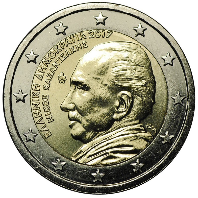 Монета 2 евро 2017 Греция 60 лет со дня смерти Никоса Казандзакиса