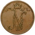 Монета 1 пенни 1907 Русская Финляндия