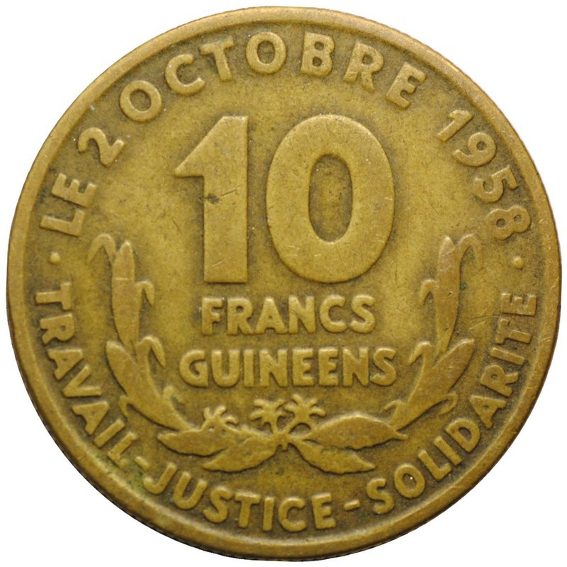 Монета 10 франков 1959 Гвинея