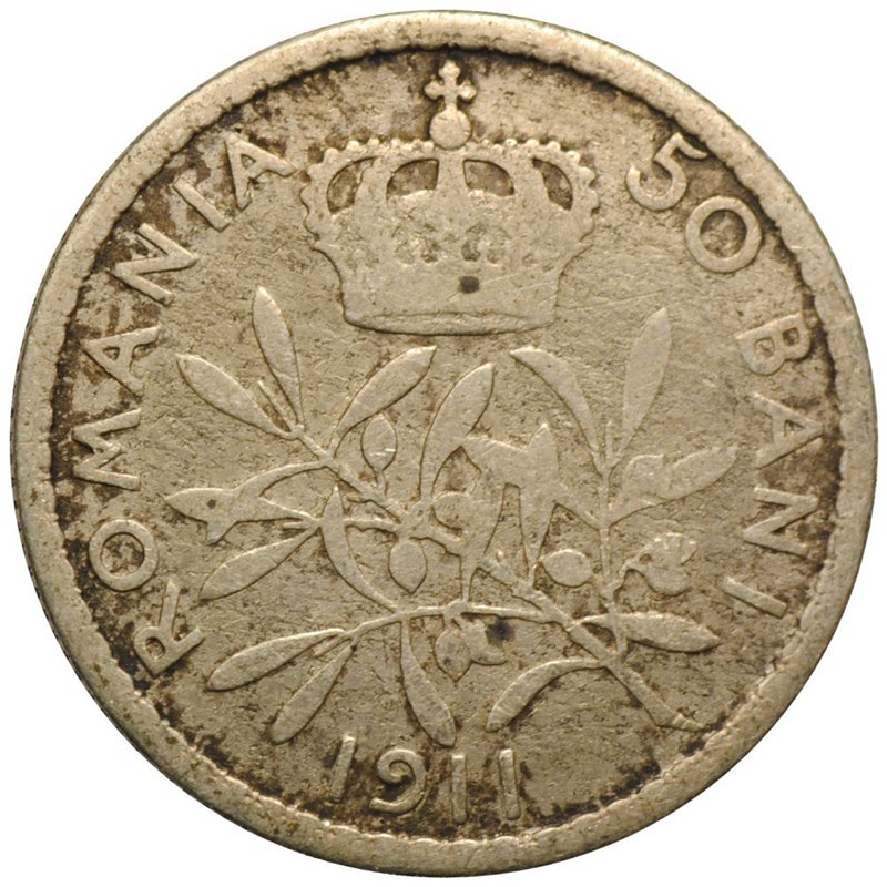 Монета 50 бани 1911 Румыния