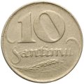 Монета 10 сантимов 1922 Латвия