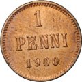 Монета 1 пенни 1900 Русская Финляндия