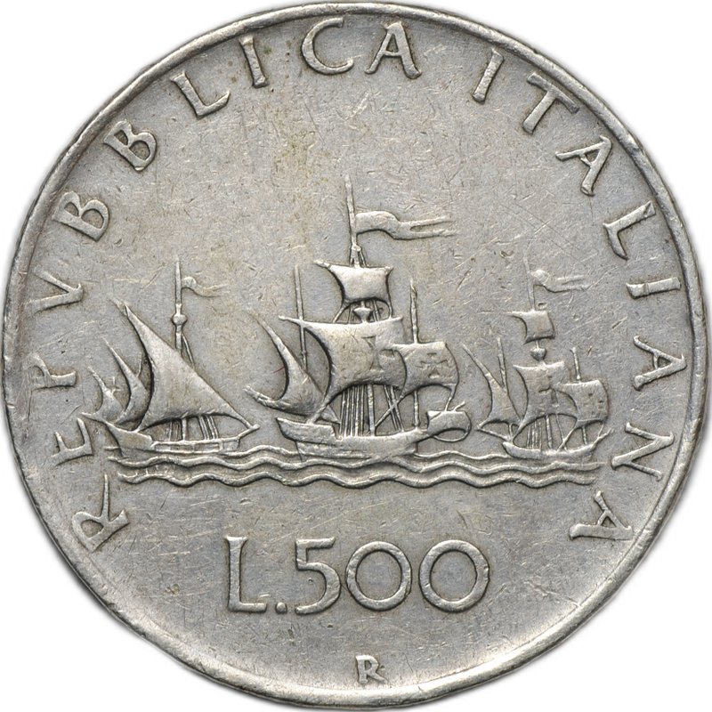 Монета 500 лир 1960 Италия