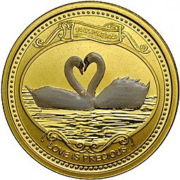 фото для Монета 10 долларов 2008 Лебеди Любовь бесценна Острова Кука Аверс