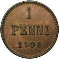 Монета 1 пенни 1900 Русская Финляндия