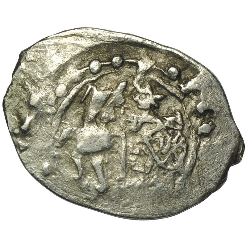 Монета Денга Василий II Темный 1427-1434 Великое княжество Московское Русская легенда / Всадник с копьем