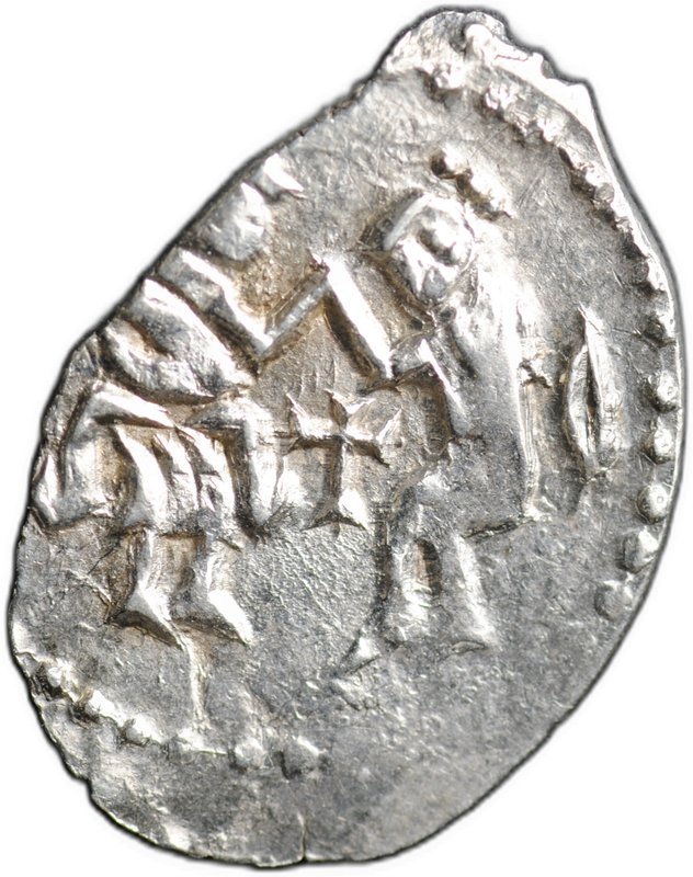 Монета Денга 1420-1478 Легенда в кресте | Князь сидит, крест в центре Новгород