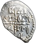 Монета Денга 1420-1478 Легенда в кресте | Князь сидит, крест в центре Новгород