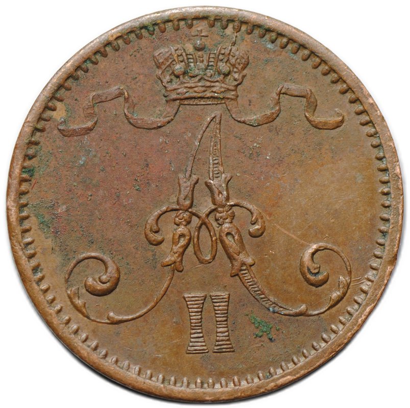 Монета 1 пенни 1874 Русская Финляндия