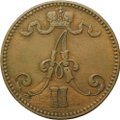 Монета 5 пенни 1865 Для Финляндии