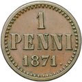 Монета 1 пенни 1871 Русская Финляндия