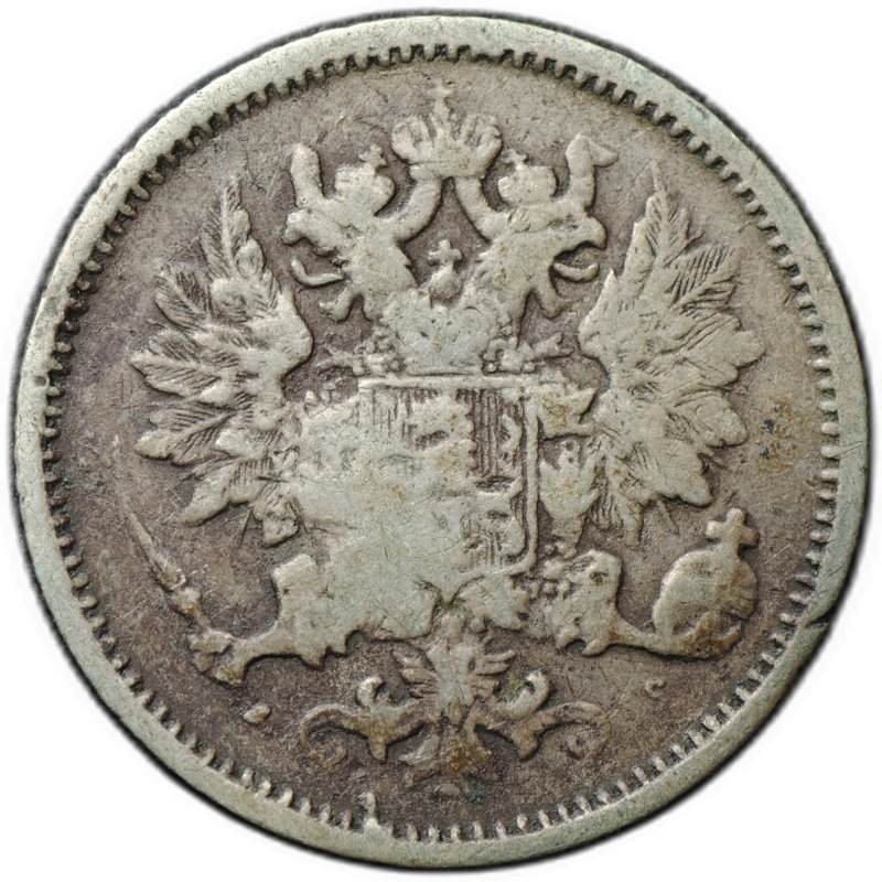 Монета 25 пенни 1872 S Для Финляндии