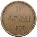 Монета 1 пенни 1873 Русская Финляндия