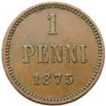 Монета 1 пенни 1875 Русская Финляндия