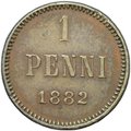 Монета 1 пенни 1882 Русская Финляндия