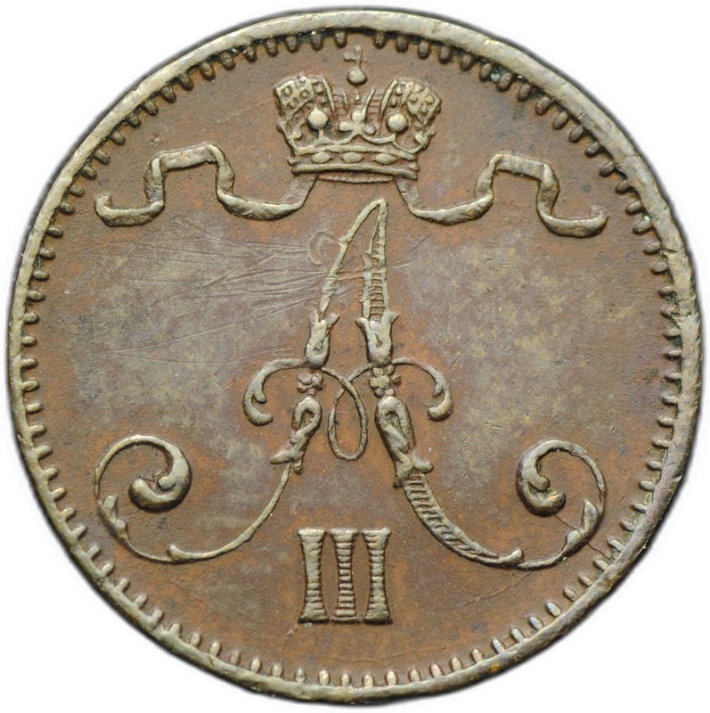 Монета 1 пенни 1882 Русская Финляндия