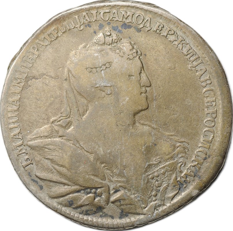 Монета Полтина 1737 Московский тип слаб CPRC VF 20