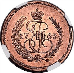 фото для Монета Полушка 1765 новодел Аверс