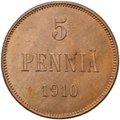 Монета 5 пенни 1910 Русская Финляндия