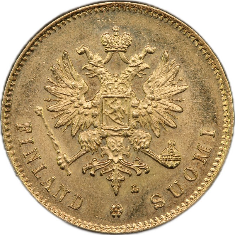 Монета 20 марок 1910 L Русская Финляндия