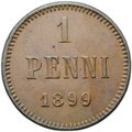Монета 1 пенни 1899 Русская Финляндия