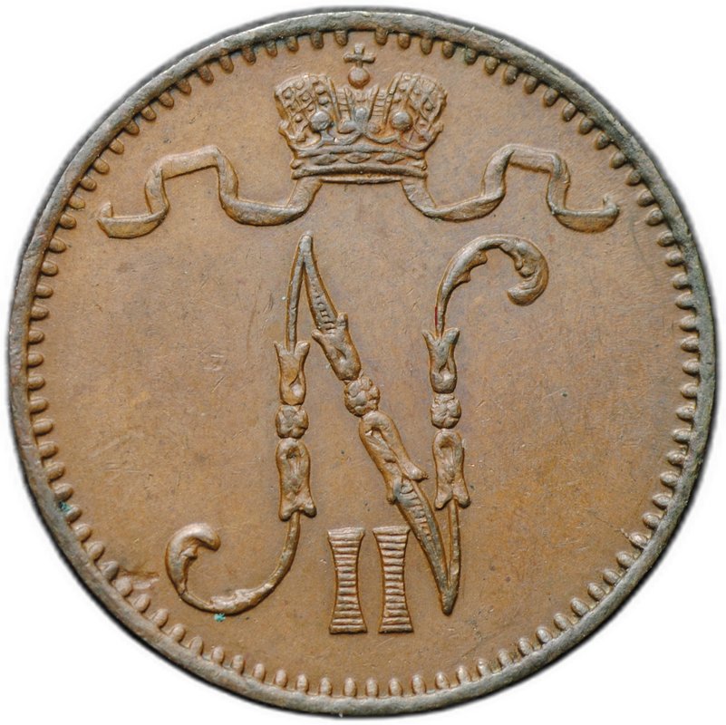 Монета 1 пенни 1899 Русская Финляндия