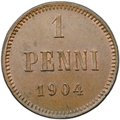 Монета 1 пенни 1904 Русская Финляндия