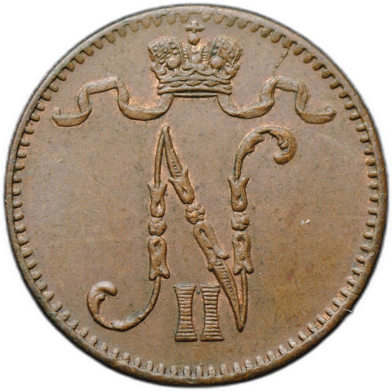 Монета 1 пенни 1904 Русская Финляндия