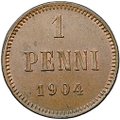 Монета 1 пенни 1904 Русская Финляндия