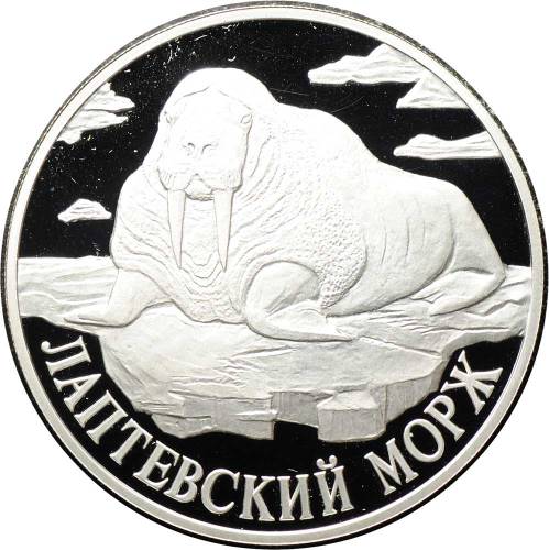 Монета 1 рубль 1998 СПМД Красная книга - Лаптевский морж