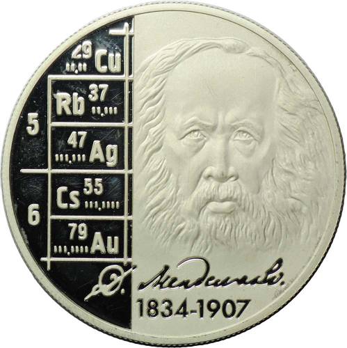 Монета 2 рубля 2009 ММД 175 лет со дня рождения Д.И. Менделеева