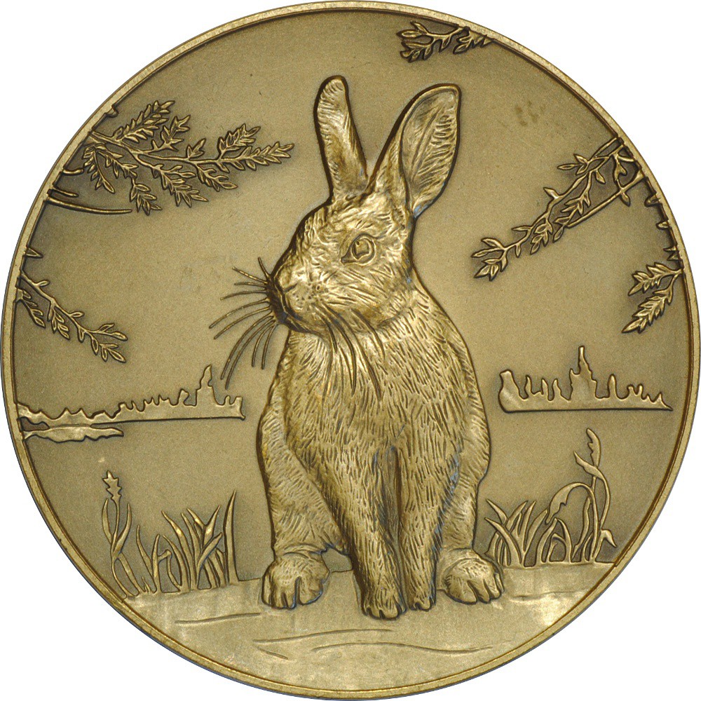 Год кролика человек. Медаль 2011 СПМД год кролика. Медаль кролик года. 2011 Год кролика. Монета год кролика.