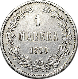 Монета 1 марка 1890 L Русская Финляндия