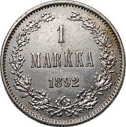 Монета 1 марка 1892 L Русская Финляндия