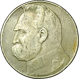 Монета 10 злотых 1937 Пилсудский Польша