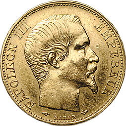 Монета 20 франков 1858 А Франция
