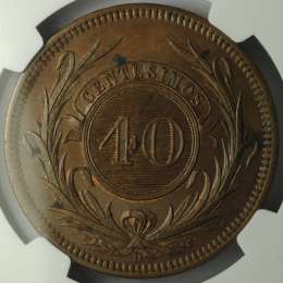 Монета 40 сантимов 1857 D Уругвай