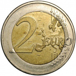 Монета 2 евро 2009 10 лет экономическому и валютному союзу D