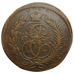Монета 2 Копейки 1788 ММ перечекан