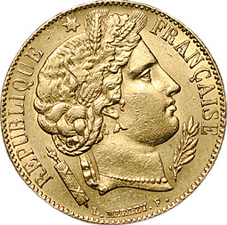 Монета 20 франков 1851 А Франция