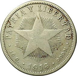 Монета 40 сентаво 1915 Куба