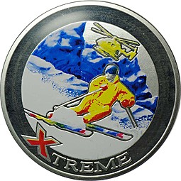 Монета 10 динаров 2007 Экстрим - Горные лыжи Андорра